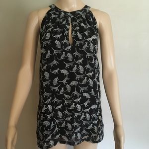 Sleeveless cat print blouse from Banana Republic